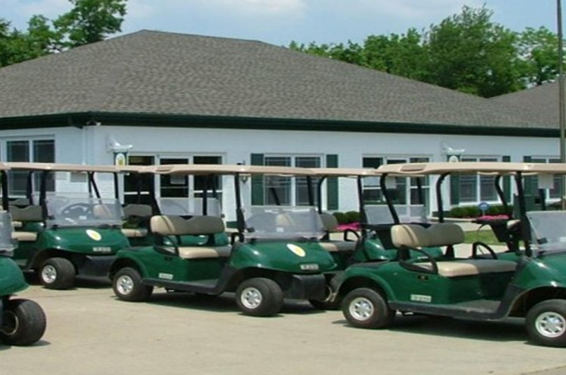 golf carts near clubhouse
